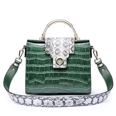 China New High Quality Lady Leather Handbags Female Crocodile Pattern Shoulder Messenger Bag Leather Women Portable Bag Fashion Bag for sale