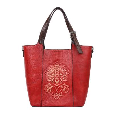 China Newest Beautiful Retro Design Handbag High Quality Embossed Genuine Leather Bag For Women for sale