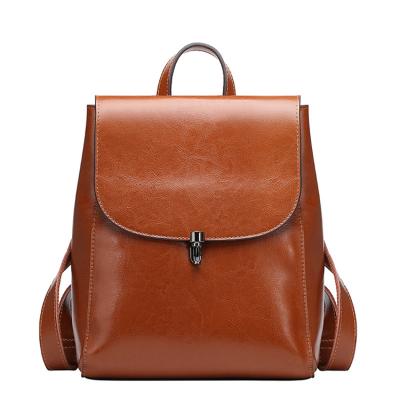 China High quality ladies fashion leather backpack waterproof tending genuine leather stylish school bag for sale