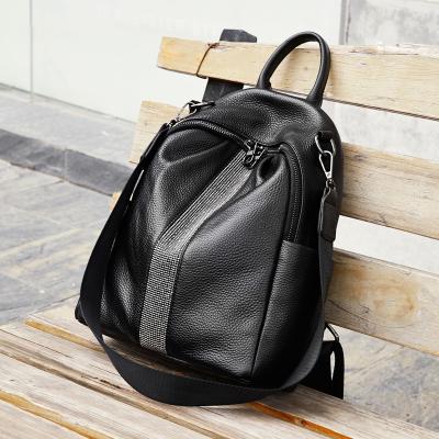 China 2021 summer new first style waterproof layer cowhide backpack with diamond ornaments collocation fashion all-match lady schoolbag student for sale