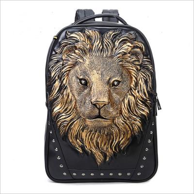 China Men's tide outdoor waterproof travel computer bag waterproof embossed backpack foreign trade hot punk lion animal main backpack for sale