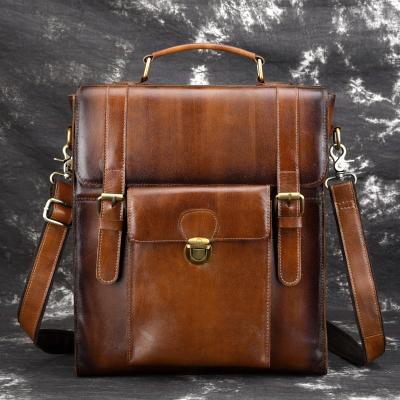 China Waterproof new top layer hand-polished whip style European men's backpack men's retro fashionable and American schoolbag backpack for sale