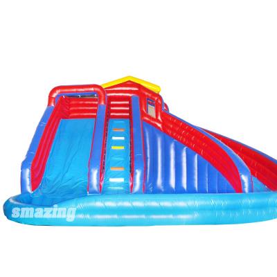 China Hot Sale Large Outdoor Playground Inflatable Slides Commercial Inflatable Water Slide With Pool For Sale for sale