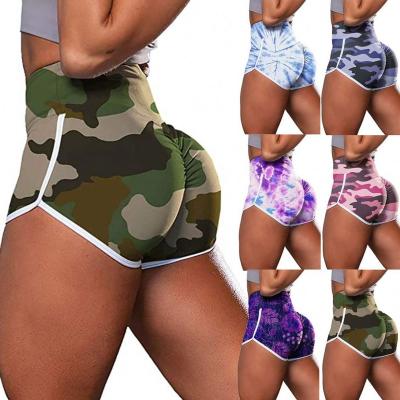 China Nylon/cotton pants casual women's hip printing fitness lifting shorts 2021 yoga dye tie camfge for sale