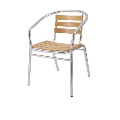 China Good Quality Antirust Outdoor Aluminum Frame Furniture UV-Resistant/ect Water Proof Armrest Wood Chair for sale