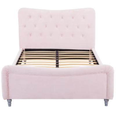 China Modern Luxury Design Light Pink King Queen Size Other Bedroom Furniture Velvet Fabric Bed 2022 for sale