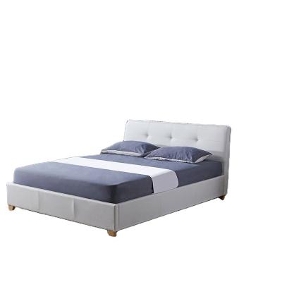 China Durable Modern Luxury White Style King Queen Size Cream PU Leather Headboard Upholstery Bed for sale