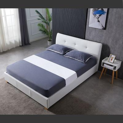 China Latest Durable Luxury Modern Simple Double Bedroom Furniture White PU Leather King Size Bed for sale