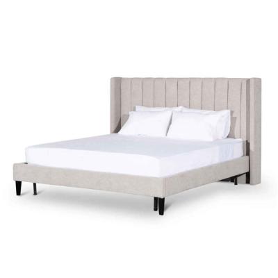 China Factory Price Modern Wholesale Luxury Bedroom Furniture Soft Beige Fabric Upholstery Bed for sale