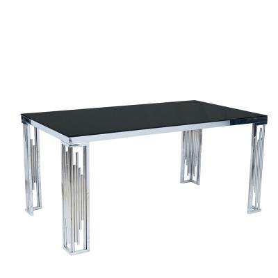 China Cheap Home Black Modern Classic Dining Table Kitchen Luxury Glass Dining Table Glass Dining Table for sale