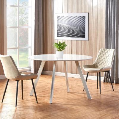 China MDF Dining Room Table China Factory Price Modern Dining Room Restaurant White Round Dining Table With MDF Top for sale