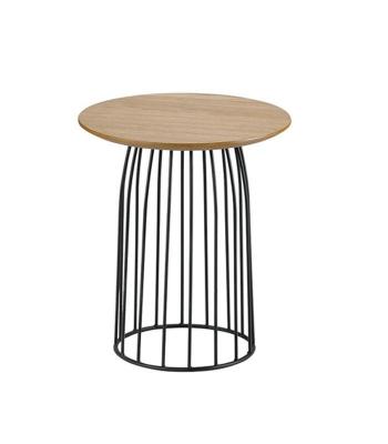 China Round Chinese Design Living Room Furniture Round Metal Tube Coffee Table MDF Modern Wood Coffee Tea Table for sale