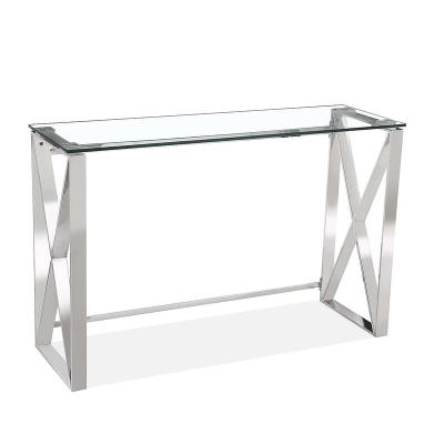 China Glass Table Top Side Modern Appearance Design Strong Thick Glass Living Dining Cafe Console Table for sale