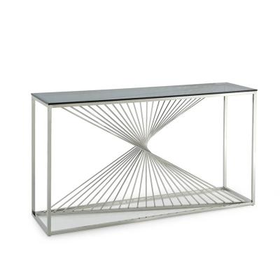 China Luxury Modern Nordic Living Room Table Sofa Side High Glass Top Side Steel Glass Table for sale