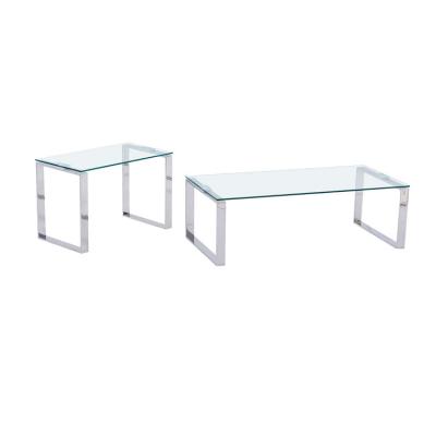 China Modern Home Furniture Side Table Tempered Glass Set 2 Sofa Nesting End Side Table For Living Room for sale