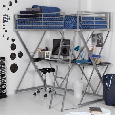 China Hot Selling Multifunctional Metal Bunk Bed Furniture Single Size High Sleeper Bunk Bed With Desk for sale