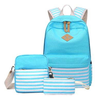 China Anti-theft Fashionable Durable Cute Canvas Stripe Teenage Causal Backpack For Girls for sale