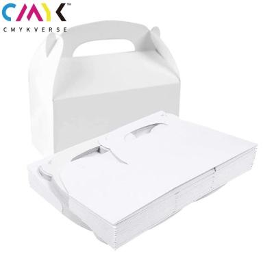 China Customized Portable White Paper Cardboard Boxes Disposable Kraft Paper Box Mousse Cake Packaging With Handle Cake Packaging Box for sale