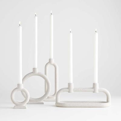 China Creative Unique Nordic Geometric Home Decoration Candlestick Style Decoration Candle Holder Wholesale Home Wedding Ceramic For Candlestick for sale