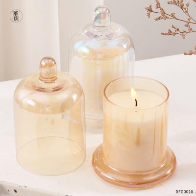 China Home Custom Logo Dome Lid Scented Candle Container Home Decoration Glass Clear Empty Candle Jars For Candle Making for sale