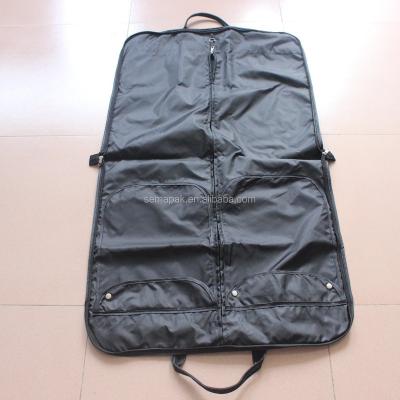 China Nylon ziplock storage suit bag with two shoe pockets, handles and custom print for sale