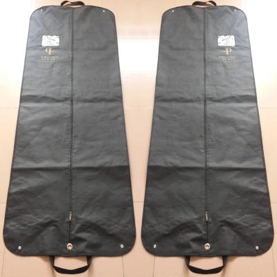 China Storage Customized Two Handles Folding Non Woven Long Dress Bridal Garment Bag for sale