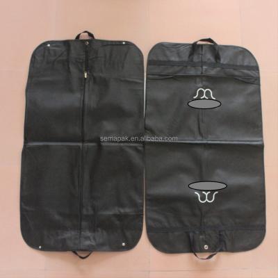 China Durable Garment Bag Dress Cover Up Handles Suit Cover Black Breathable Carrier Bag For Travel for sale