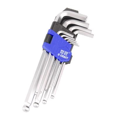 China Chrome Vanadium Steel Ball Head 9pcs Hex Head Set Long Double-end L Type Bike Set Arm Hex Wrench Tools for sale