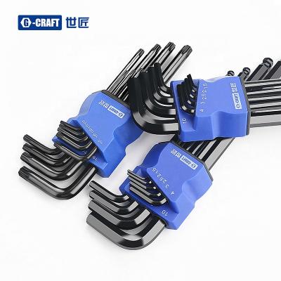 China Multifunctional Star Head Black Torx Hex Key Set Double-end L Type Allen Key Hexagon Metric Bike Screwdriver 9pcs Tools for sale