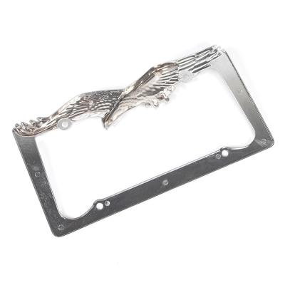 China 2022 New Arrival License Plate Frame Rectangle Silver Zinc Alloy USA License Plate Frames for sale