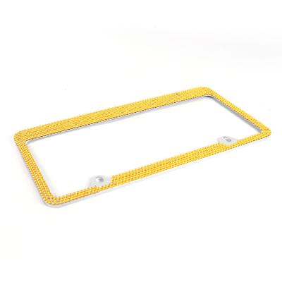 China Making License Plate Frame Manufacturer Supply Yellow Beaded Rectangle Mentally Solid Canada License Plate Frames for sale