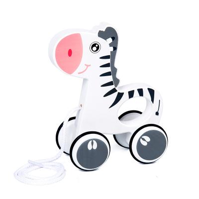 China Intelligence Developing Pull Along Zebra Animal Wooden Pull Toy For Toddlers for sale