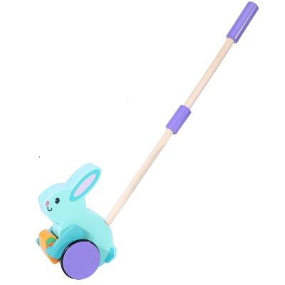 China Wooden Wooden Push Along Rabbit Animal Push Toy for sale