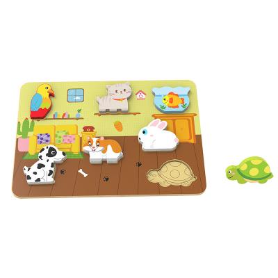 China Toy Pet Puzzles Wooden Chunky Educational Animal Puzzles Learning Toys for sale