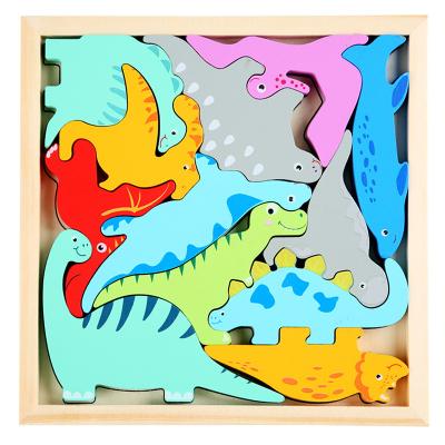 China Toy Mini Dinosaur Puzzles Wooden Stacking Educational Toy for sale