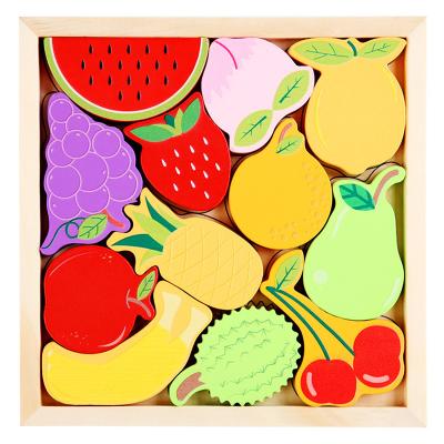 China Educational Toy Wood Fruit Puzzle Cheap Good Prices Amazon Sale Block Toy for sale