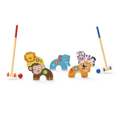 China Outdoor Playset Kids Croquet Set Jungle Animal Croquet Game Set Classic Outdoor Lawn Toy for sale