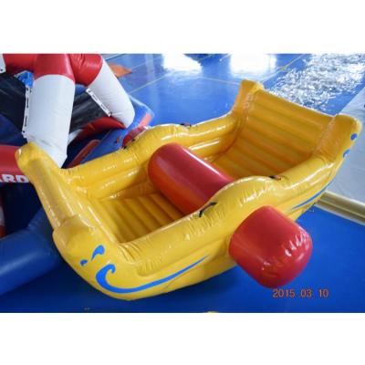 China commercial grade 0.9mm pvc tarpaulin 0.9mm durable pvc tarpaulin inflatable floating water totter toys for kids for sale