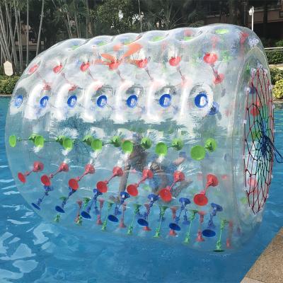 China Transparent inflatable water park 0.5mm PVC roller wheel/inflatable water roller for sale for sale