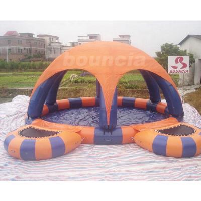 China Inflatable Water Ball 0.6mm PVC Tarpaulin Inflatable Water Pool With Roof Cover For Water Games for sale