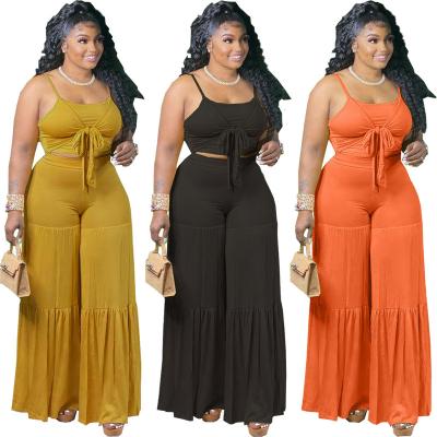 China 2021 newcomer QUICK DRY plus size two piece pants set two piece set sleeveless two piece set tank top women clothing for sale