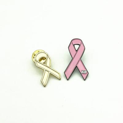 China China High Quality Ribbon Lapel Pin Breast Cancer Awareness Pin Blue Pink Lapel Pin for sale