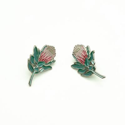 China China Fashion Carnations Floral Custom Flamingo Flower Lapel Pin Rose Hyacinth Flower Designs Metal Plated Silver Festival Pin Brooch for sale