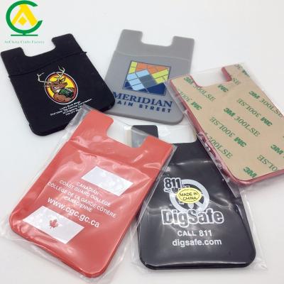 China New Flexible 3M Sticker Silicone Smart Cell Phone Credit Card Holder Wallet Cell Holders for sale