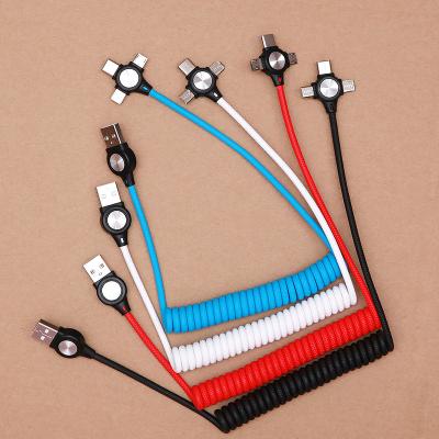 China Wholesale MP3/MP4 Player Spot 3 in 1 Charging Line Light Mobile Phone USB C Charging USB Fast Spring Cable for sale