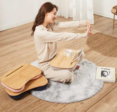 China Detachable Multifunctional Bamboo Laptop Desk Cover Soft Table With Cushion Ipad Stand Pillow Bottom Pad for sale