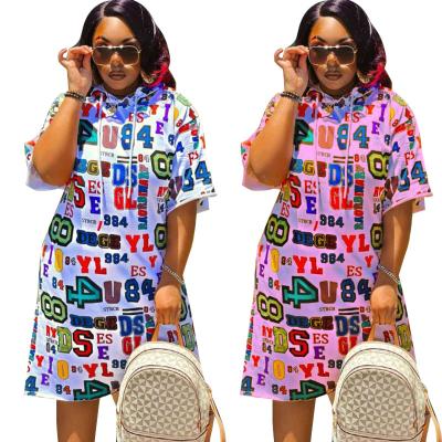 China Summer style hat dress washable short sleeve alphanumeric fashion printed dress suit KYKY8037 new for sale