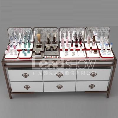 China Chinese New Style Chinese Suppliers Custom Design Large Capacity Multi-Layer Storage Top Cosmetic Display Racks for sale