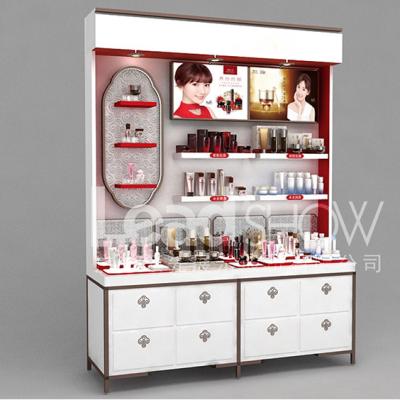 China New Chinese style elegant store atmosphere acrylic skin care display retail cosmetic table for sale