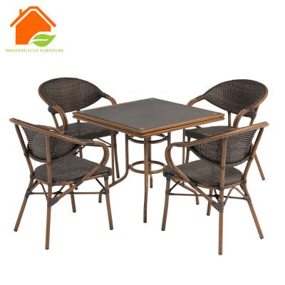 China Modern Cafe / Bistro / Bar Etc Garden Rattan 4 piece chair and outdoor dining table 1 set furniture for sale